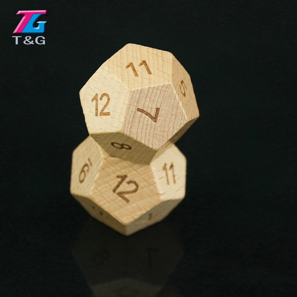 

Funny High Quality Wooden D6 D12 Dices Standard Dots and Number for Role Playing Board Game Multi Sides