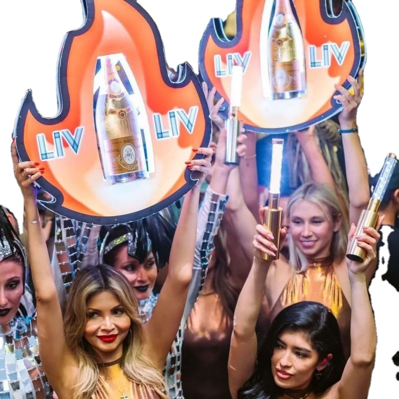 

Presentador de botellas LED recargable, obra de arte de fuegoCD
