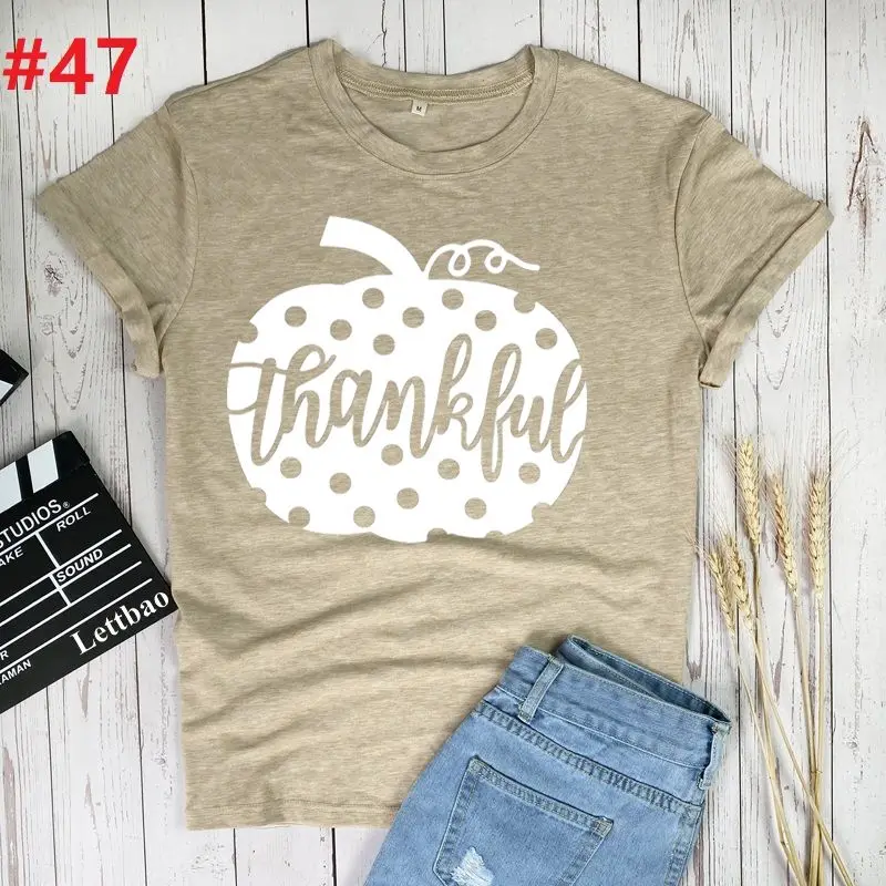 

Thankful Women T Shirt Print Funny Femme T-shirts Casual Short Sleeve Tee Tops Woman Clothes Summer Loose Harajuku Verano Mujer