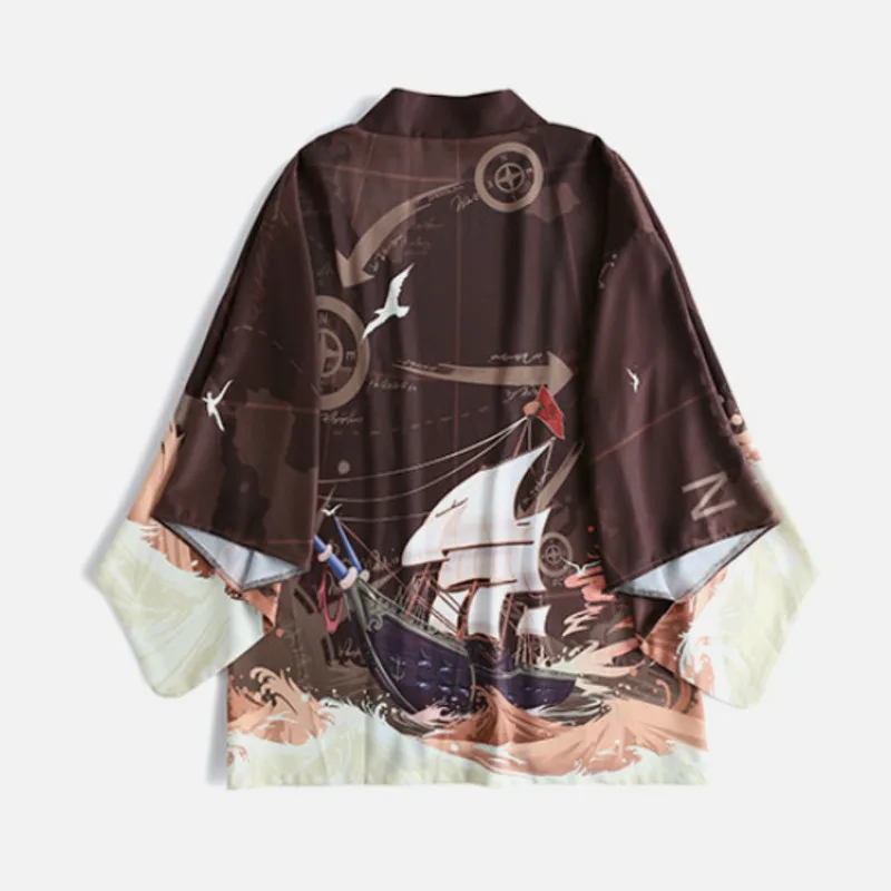 Кардиган кимоно с навигацией и принтом японская женская модная Новая блузка