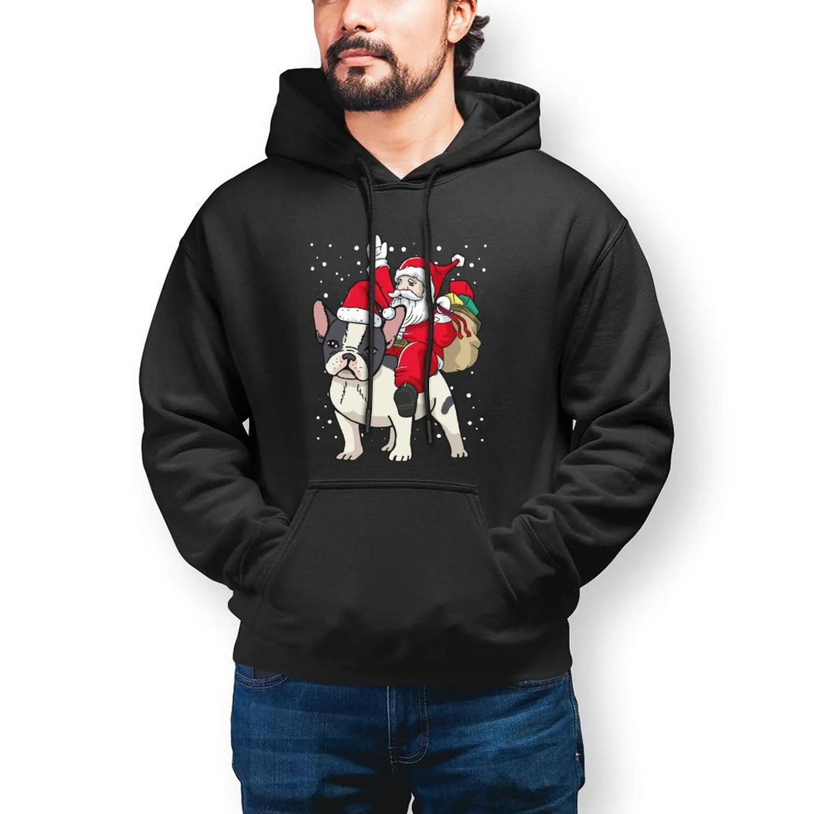 

Bulldog Hoodie Casual Long Sleeve Cotton Hoodies Men Autumn Loose Pullover Hoodie XL
