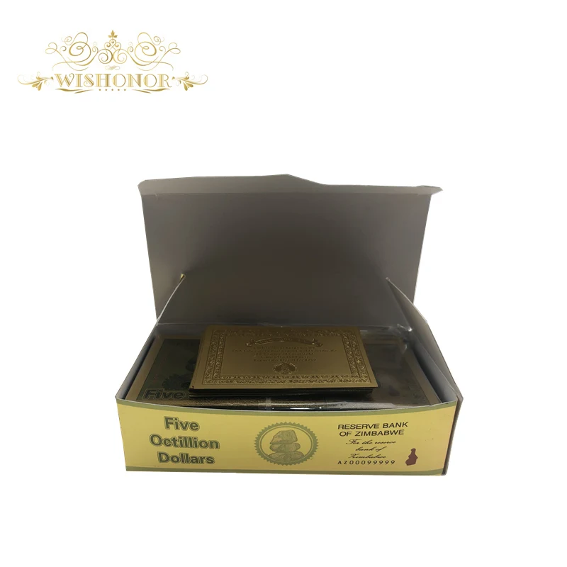 100 шт./кор. Зимбабве банкноты пятью восемь долларов в 24 каратным золотом