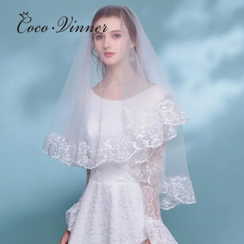 Кружева Аппликация элегантная свадебная фата женские 150 см 300 длинная белая цвета