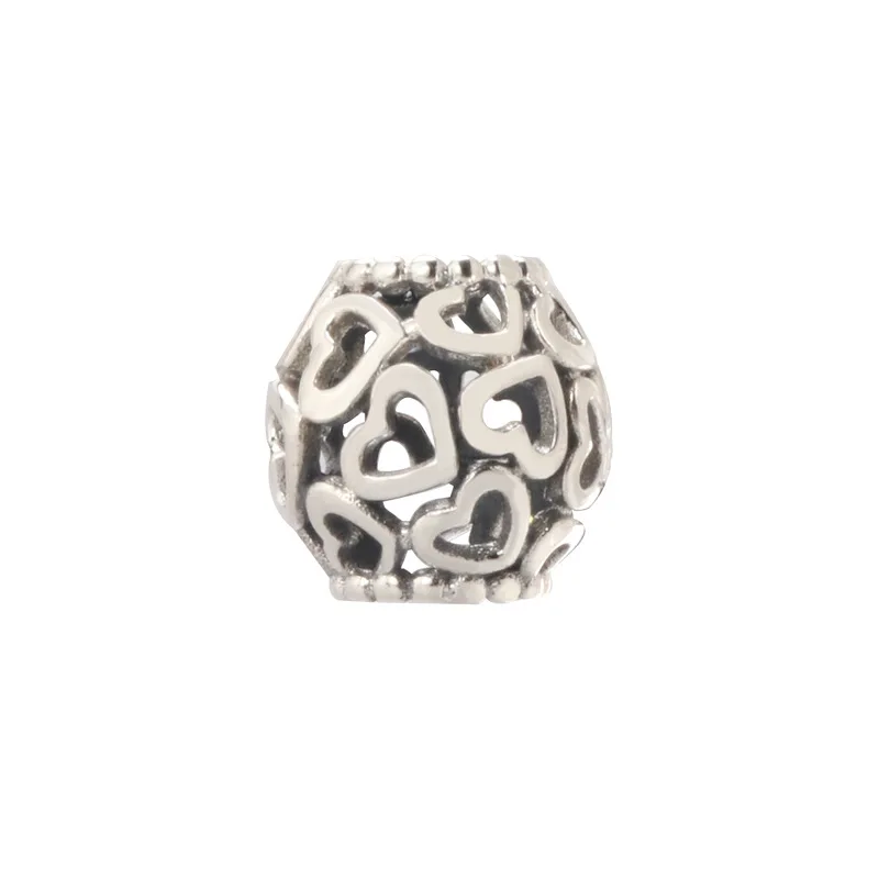 

Amas S925 Sterling Silver Opens The Charm Of Your Heart Hollow Beaded Fit Original Bracelet Necklace Diy Jewelry