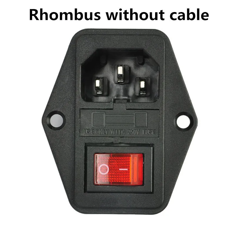15A 250V Выключатель питания переменного тока 3-контактная розетка с красным тройным кулисным переключателем, медные ножки штатива с предохранителем для 3D-принтера 15A 250
