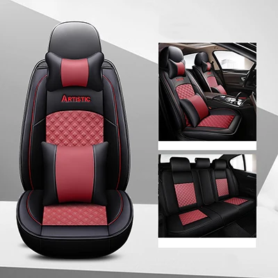 5D кожаный чехол для автомобильного сиденья honda civic accord подходит для CRV XRV HRV INSPIRE Odyssey Jazz City crosstour crider все модели - Название цвета: black red pillow