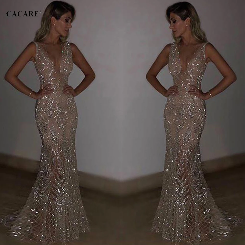 Длинное блестящее вечернее платье CACARE рождественское вечеринка свадьба золотой
