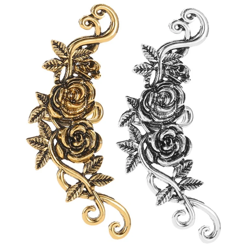 1 шт. элегантный резной цветок розы Форма ушной манжеты клип Золото серебристого