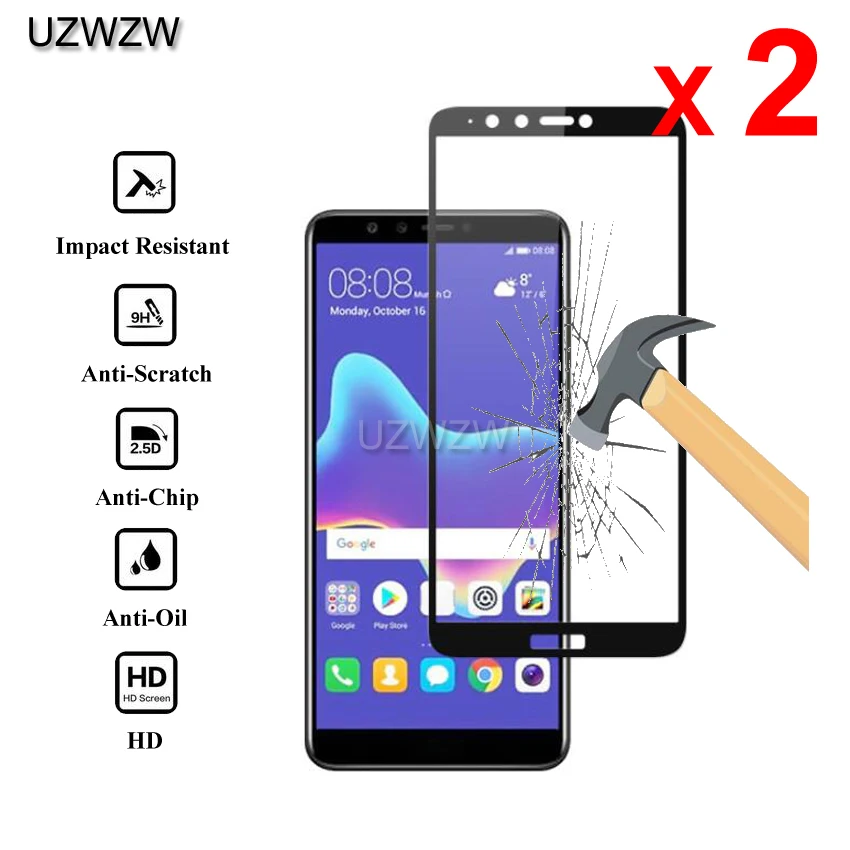 2 шт закаленное стекло для huawei Y9 полное покрытие 2.5D Защитная пленка для экрана закаленное стекло для huawei Y9