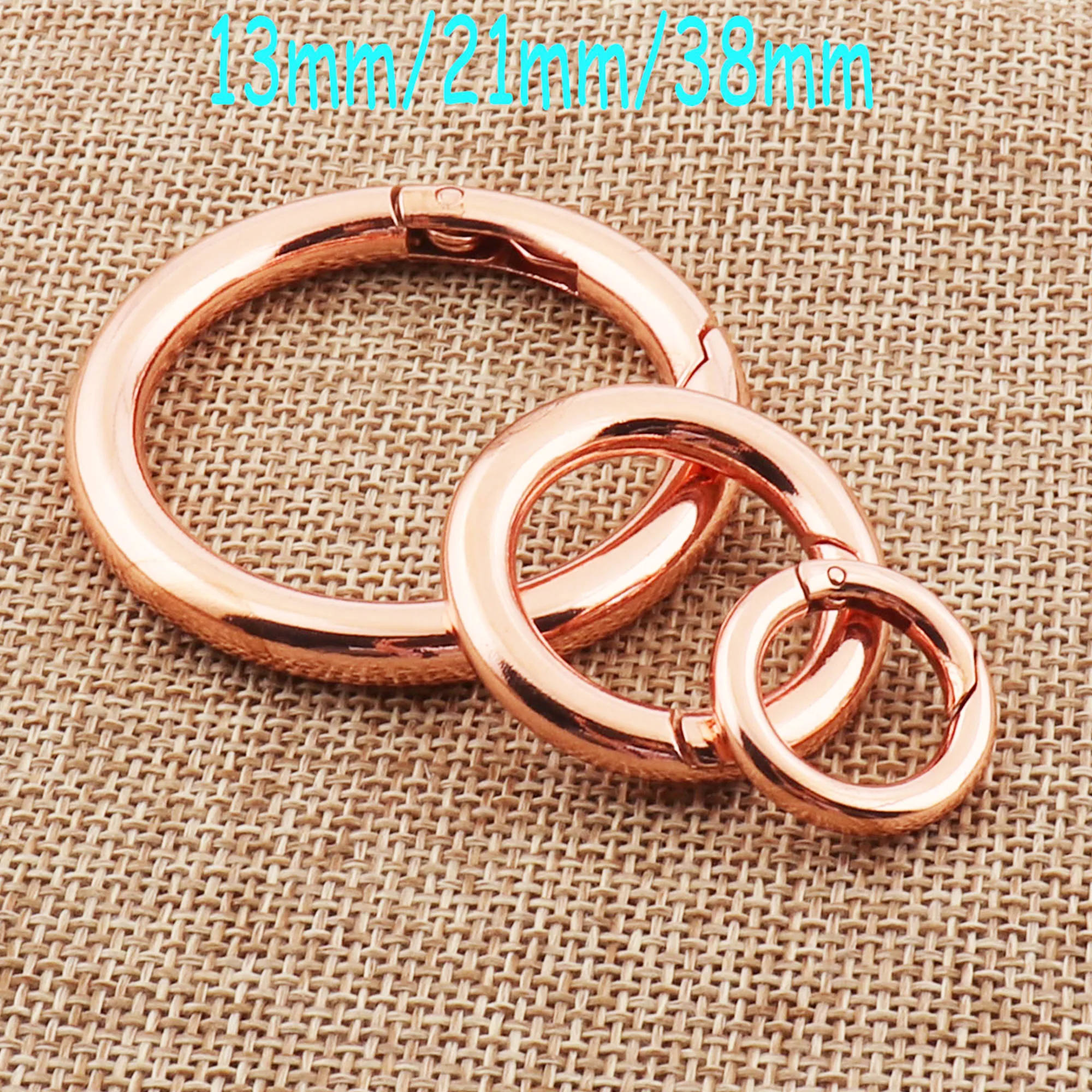 

8 PCS Rose Gold Spring Ring Buckles 38mm/21mm/13mm Clasp Snap Screw webbing Purse Bag Handbag Dog Collar Spring Gate Rings