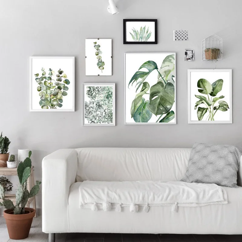 

Nordic Decoration Home Cactus Canvas Print Poster Green Plant Leaves Painting on Canvas Wall Pictures for Living Room Home Decor