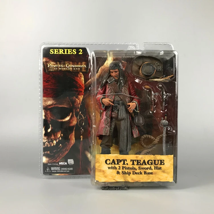 Hot Captaion Teague NECA Action Figure Classic Film Caribbean Pirate 18CM Pistols Sword Hat Ship Deck Base Model Toys | Игрушки и хобби