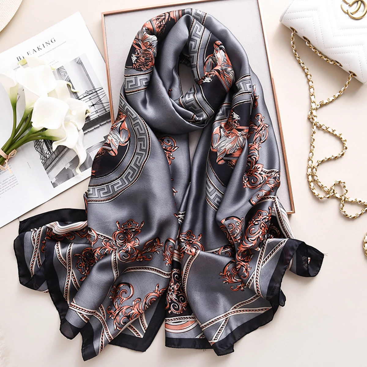 

5 colors women scarves spring autumn warm sunscreen fashion brand long 90*180cm shawls bandanas silk scraf