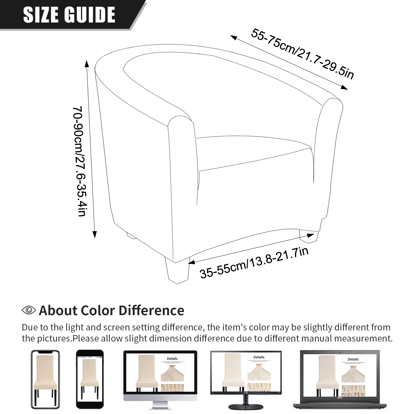 

Elastic Coffee Tub Sofa Armchair Seat Cover Washable Slipcover Sofa cover Dust-proof Furniture Protector Adjustable Decoration