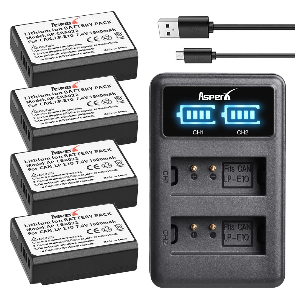 

1800mAh LP-E10 Bateria LPE10 LP E10 battery + Charger for Canon EOS 1100D 1200D 1300D Rebel T3 T5 T6 KISS X50 X70 Camera Parts