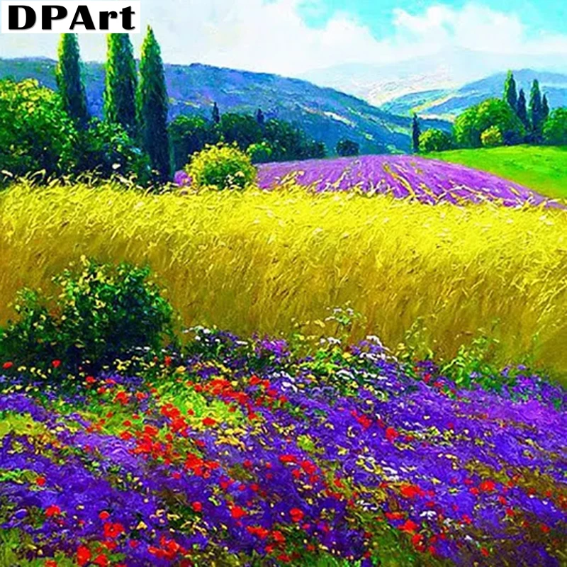 Алмазная живопись полноразмерная/круглая вышивка 5D с лавандовым деревом