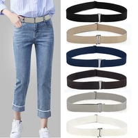 no show adjustable size elastic band elastic stretch waist belt flat buckle women solid color soft invisible jeans pant belt