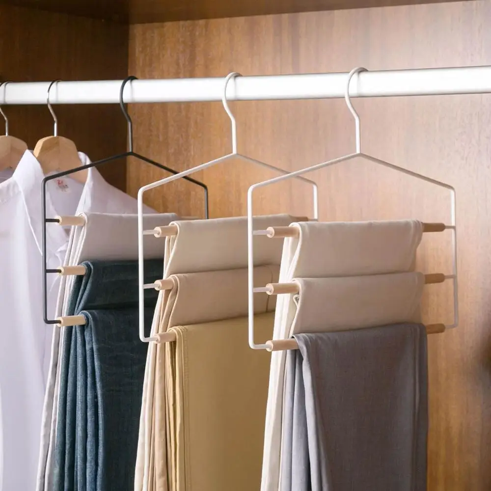 3 слойная s буковая древесина + металлическая Нескользящая вешалка для брюк