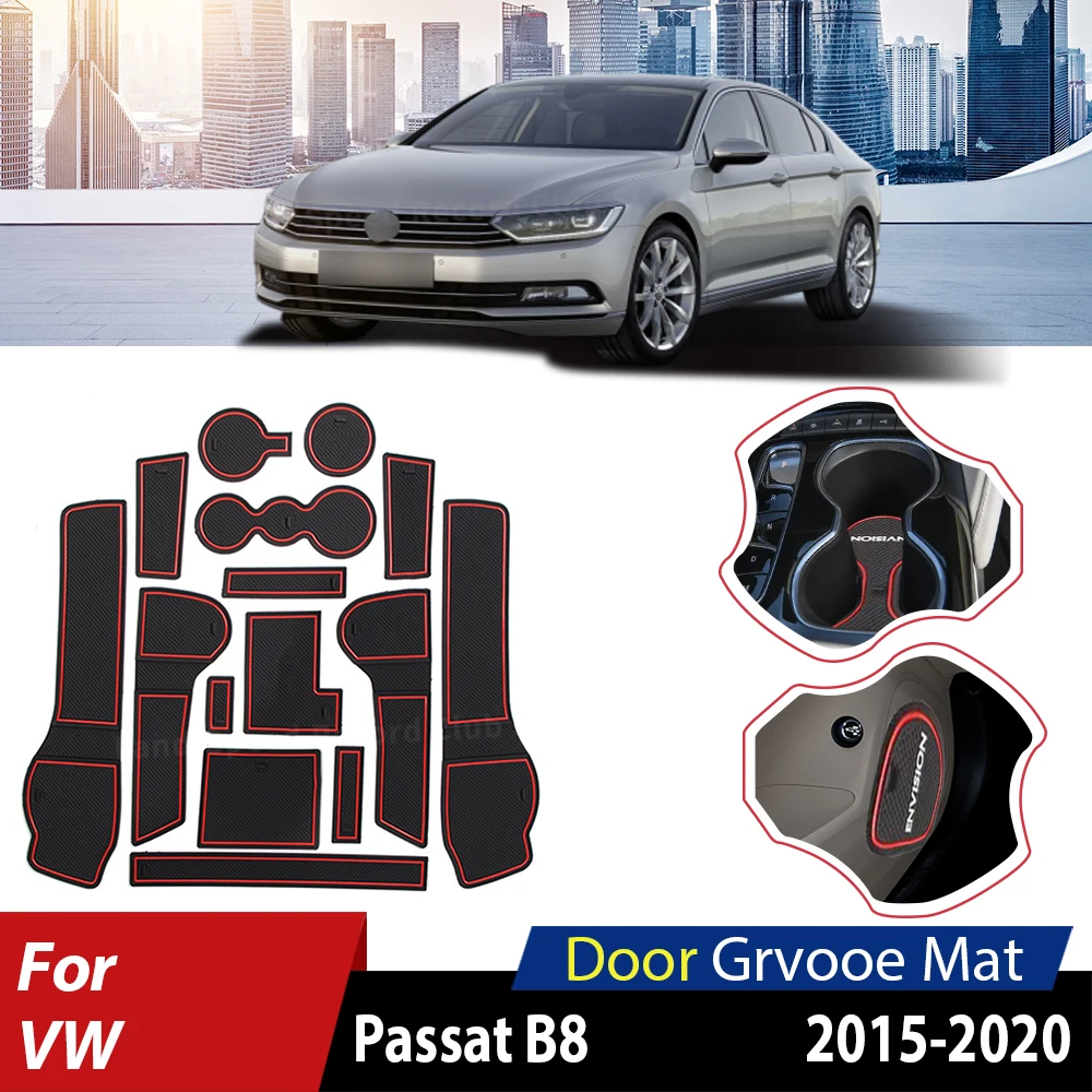 

Rubber Anti-slip Door Groove Mats For VW Volkswagen Passat B8 Variant Alltrack GT 2020~2015 Cup Pad Slot Coaster Car Accessories