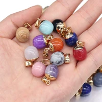 5pcs natural stone small bean shape pendant charm for earring necklace bracelet accessories jewelry making diy size 13x18mm