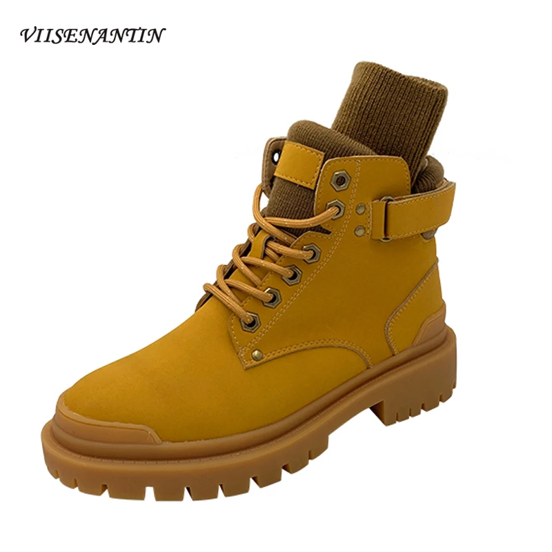 

Женские ботинки из натуральной кожи, на шнуровке, с высоким берцем