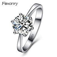 foxanry 925 stamp handmade opening rings new fashion zircon anillos party jewelry for men women size 18mm adjustable