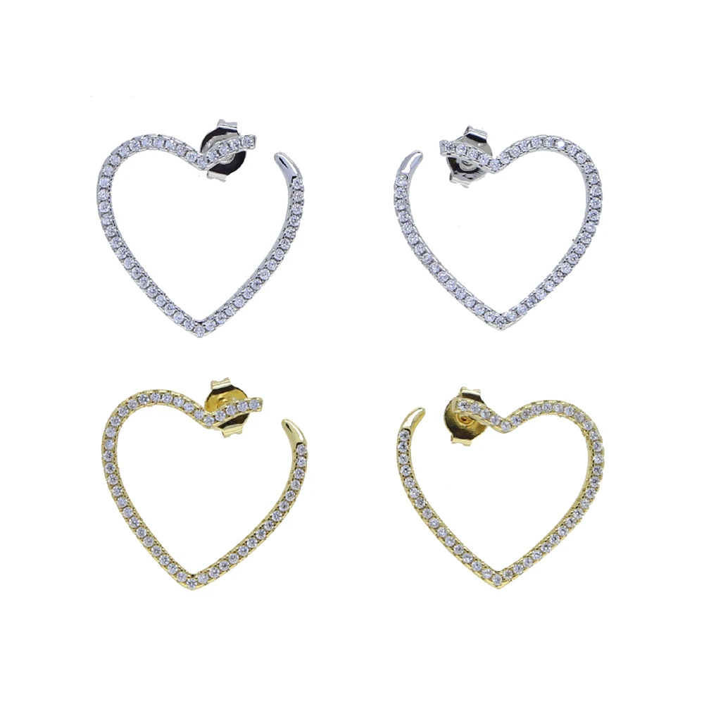

2021 New Fashion Jewelry Girlfriend Gift Micro Pave CZ Heart Shaped Circle Hoop Earring New