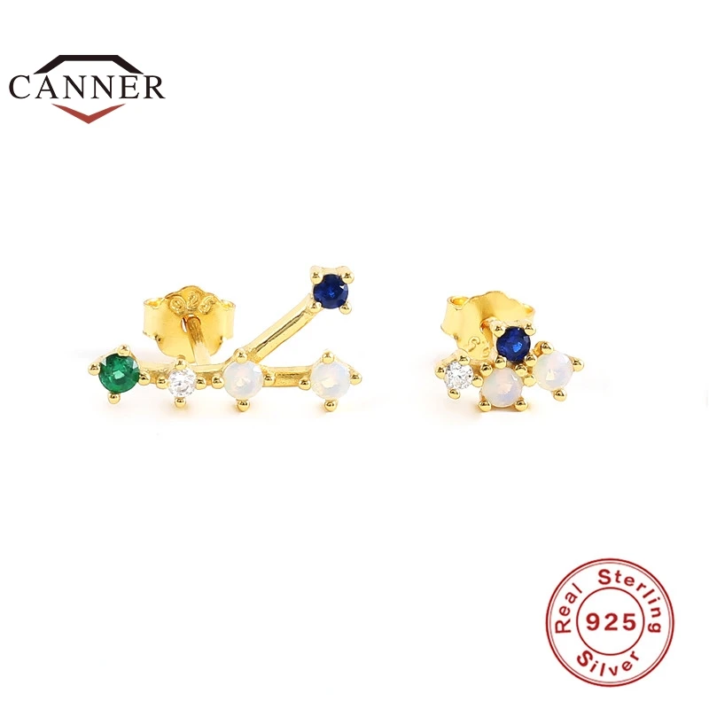

CANNER 2021 New Color CZ Ladies Fashion 12 Constellation 925 Sterling Silver Stud Earrings for women Piercing Earring Jewelry