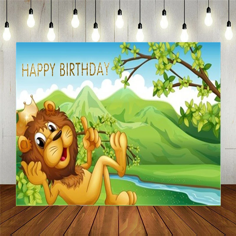 

Реквизит для фотостудии Виниловый фон для фотосъемки для детей день рождения мультяшный лес король лев поперек реки фон