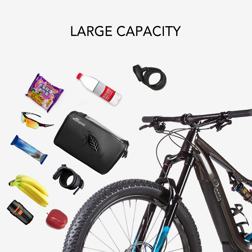 

PU Bike Frame Bag Front Tube Bag Handlebar Bag Waterproof Large Capacity Bicycle Bag with Touchscreen Phone Case bags