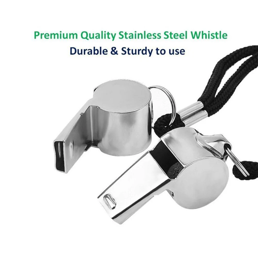 

Portable Stainless Steel Referee Emergency Sports Whistle with Neck Lanyard