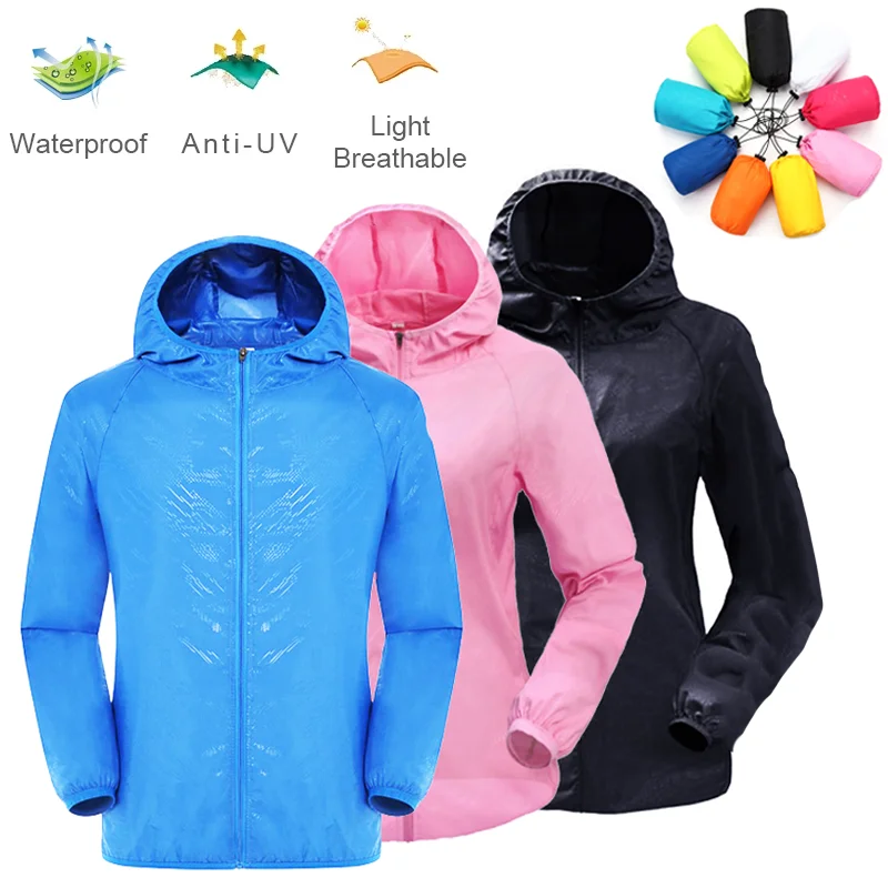 

Camping Rainproof jackets Men Women windbreaker Waterproof Sun Protection Clothing Hunting Quick Dry Windbreaker With Pocket