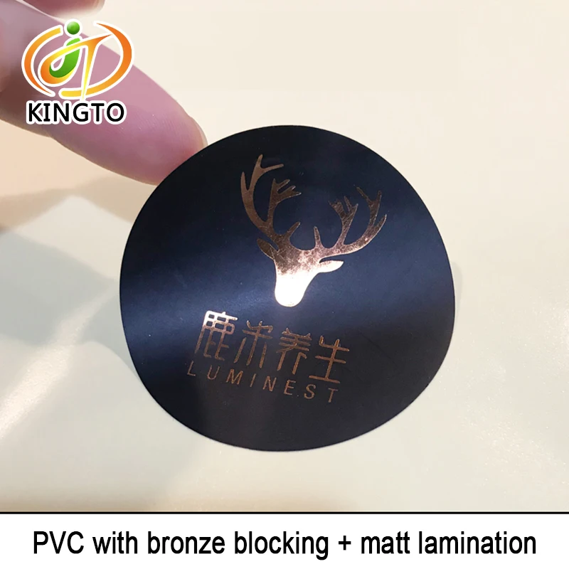 

black PVC with bronze blocking and matte lamination