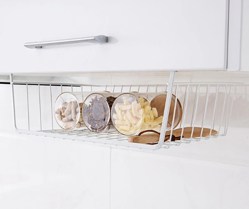 Подвесная железная полка для хранения под шкаф сетчатая корзина кухонная стойка