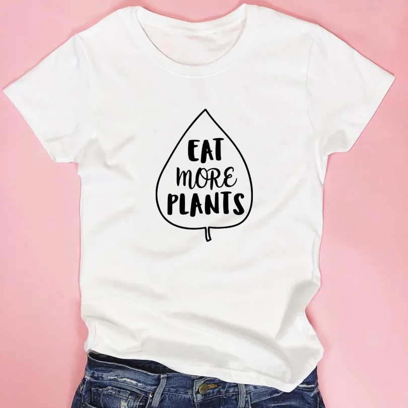 Женская летняя футболка Good Femme Eat More Plant Забавные топы в стиле Харадзюку | одежда