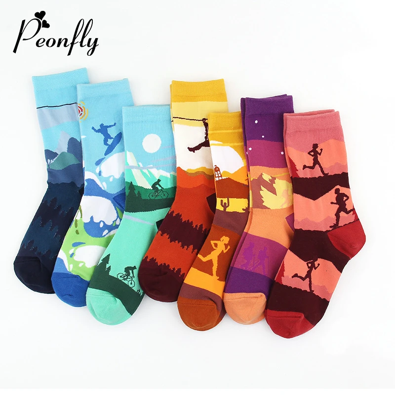 

PEONFLY новые хлопковые мужские носки в стиле хип-хоп Harajuku Веселые уличные носки с принтом под платье для мужчин Свадебный Рождественский пода...