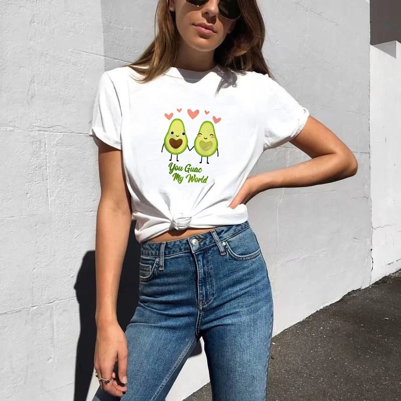 Эффектные эстетические футболки для женщин уличная одежда с принтом авокадо вы