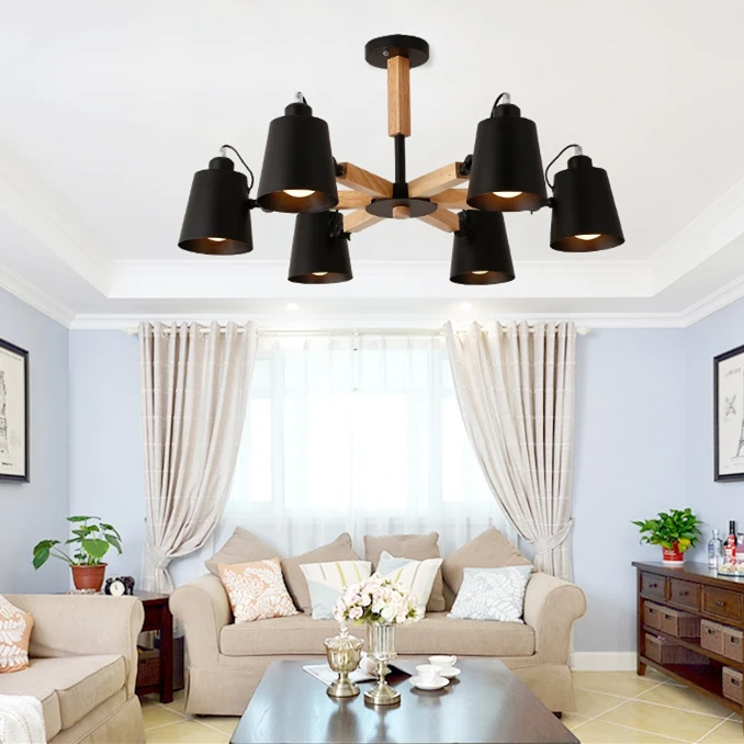 Современные светодиодные потолочные лампы скандинавские железные черные