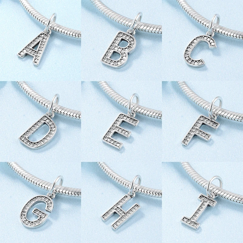 Новый 925 пробы серебряная буква из бисера от А до Z прозрачными камнями Подвески