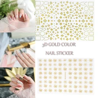 3d nail art sticker gold silver colorful circle geometry nail stickers adhesive slider sticker star moon decals z0221