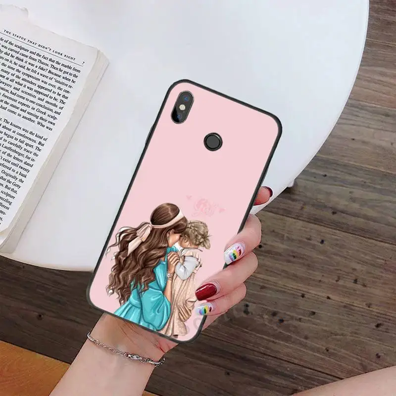 

pink cartoon Baby Mom Girls love Phone Case For Xiaomi Redmi note 7 8 9 t max3 s 10 pro lite Luxury brand shell funda coque