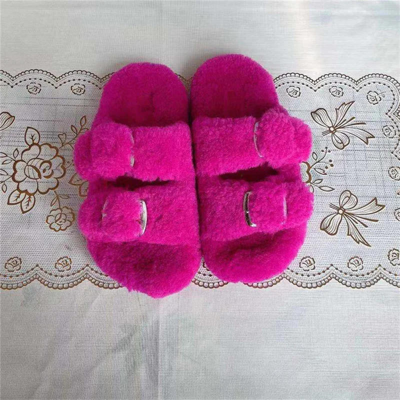 Европейская станция шерстяные тапочки женские меховые 100% высокого качества