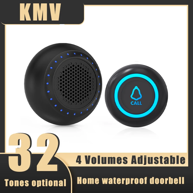 

Беспроводной умный дверной звонок, водонепроницаемая дверная кнопка 433 МГц, Домашняя безопасность, цветные светодиодные колокольчики, двер...