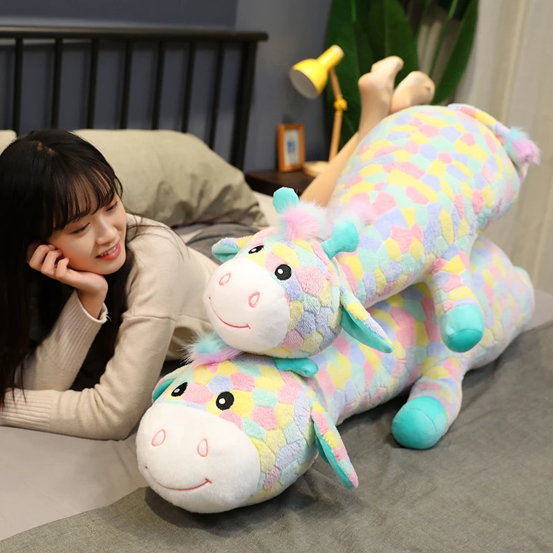 New Hot 70-120CM Cute Colorful Deer Plush Toys Cartoon Animal Giraffe Dolls Stuffed Soft for Children Baby Birthday Gifts | Игрушки и