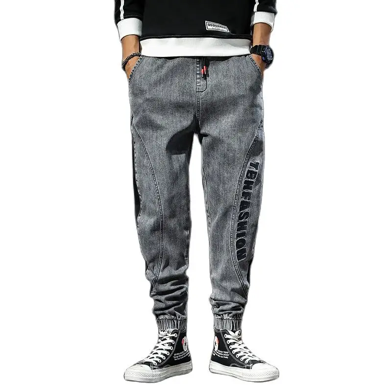 

Autumn Winter Baggy Men's Cargo Jeans Fashion Harlan Cotton Streetwear Harajuku Pants Joggers Elastic Waist Trousers Male