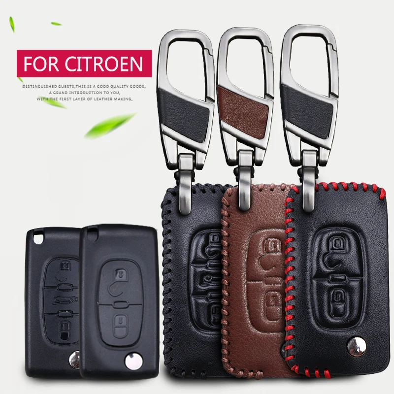 

Real Leather Car Key Case For Citroen C1 C2 C3 C8 C4 Picasso C5 X7 Aircross C6 C4l Ds3 Ds5 Berlingo Car Key Chain Accessories