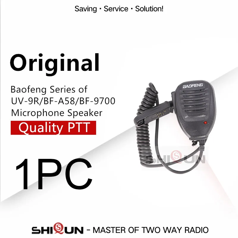 1PC BAOFENG Walkie Talkie PTT микрофон динамик для UV-9R BF-A58 BF-9700 совместим с UV-XR UV-9R плюс GT-3WP UV-5S RT6 - Цвет: 1PC