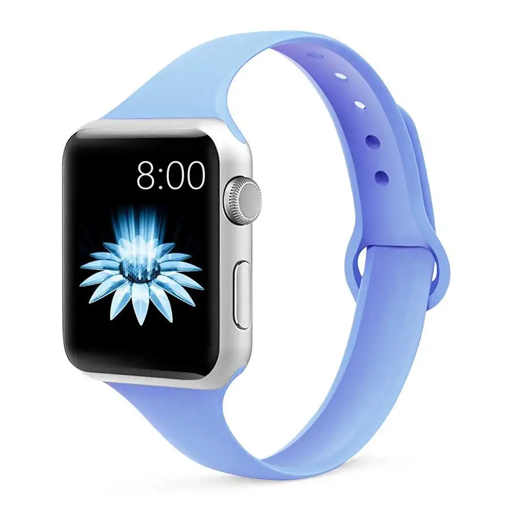 23 lilac Strap for Apple watch 4 band 44mm 40mm iWatch band 38mm 42mm Sports silicone bracelet Watchband for correa Apple watch 3/2/1 - Цвет ремешка: 23 lilac