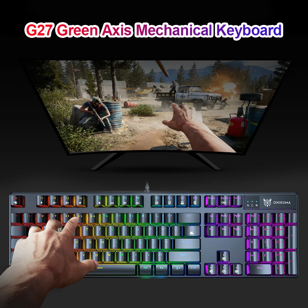 

Механическая игровая клавиатура, проводная, с RGB-подсветкой, USB, 104 клавиши