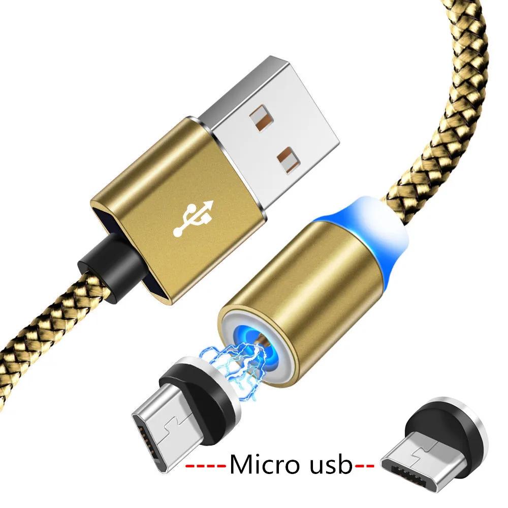 Магнитный кабель для быстрой зарядки Micro usb type C для samsung S10 S9 A10 A30 A50 Xiaomi Mi9 huawei 7s Honor 8s 9 8x mate 10 20 lite - Цвет: Gold for Micro usb